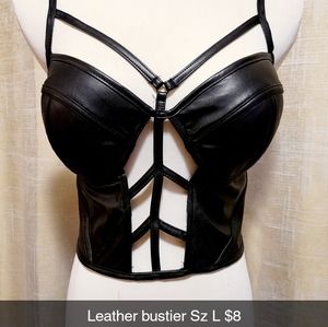 Black leather bustier